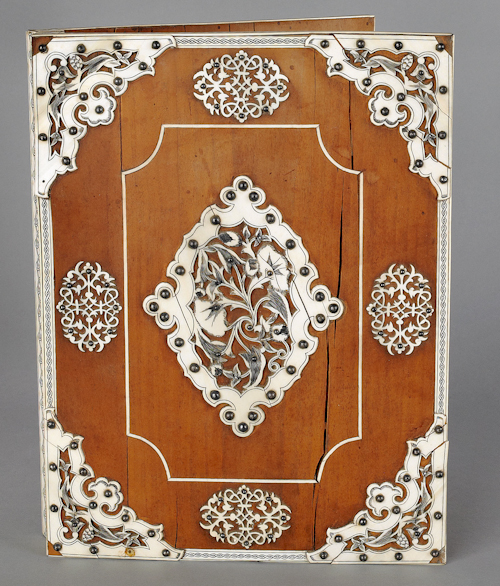 Ivory mounted hardwood book cover