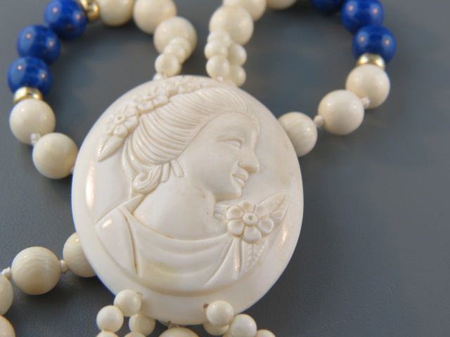 Ivory Necklace carved cameo
