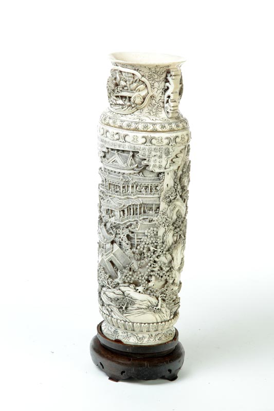 IVORY VASE.  China  early 20th