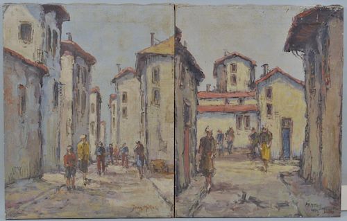 J. ALBERT, TWO O/C PAINTINGS OF