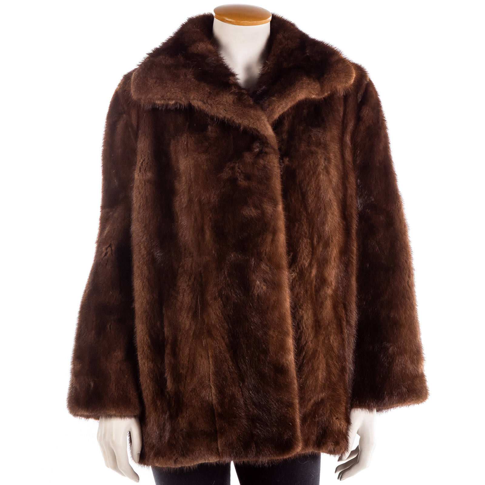 J ALLAN BROWN MINK HALF-LENGTH COAT
