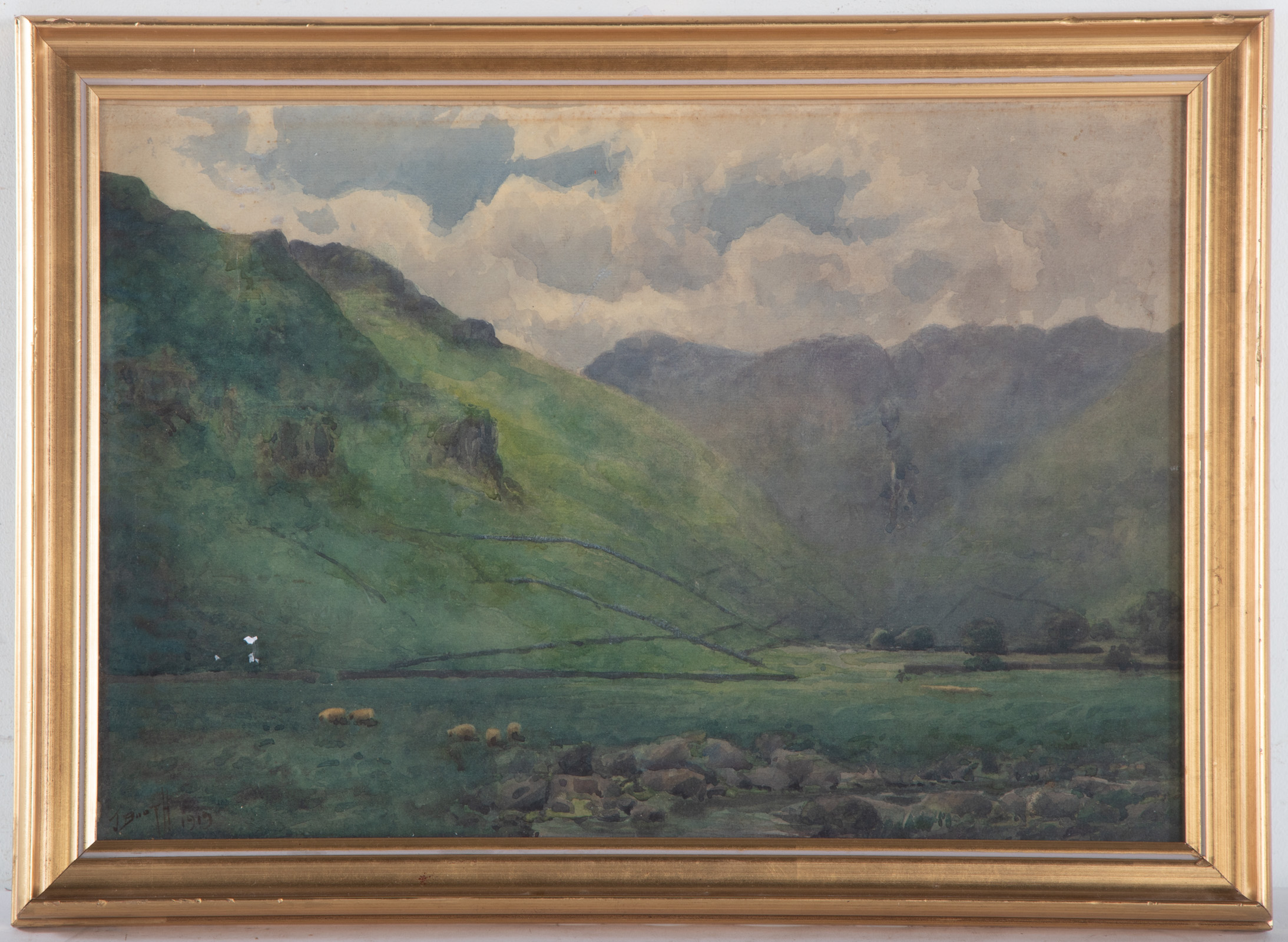 J. BOOTH. LANDSCAPE WITH SHEEP,
