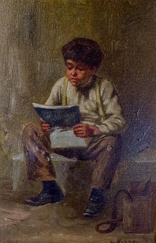 J. BROWN OIL ON CANVAS PORTRAIT