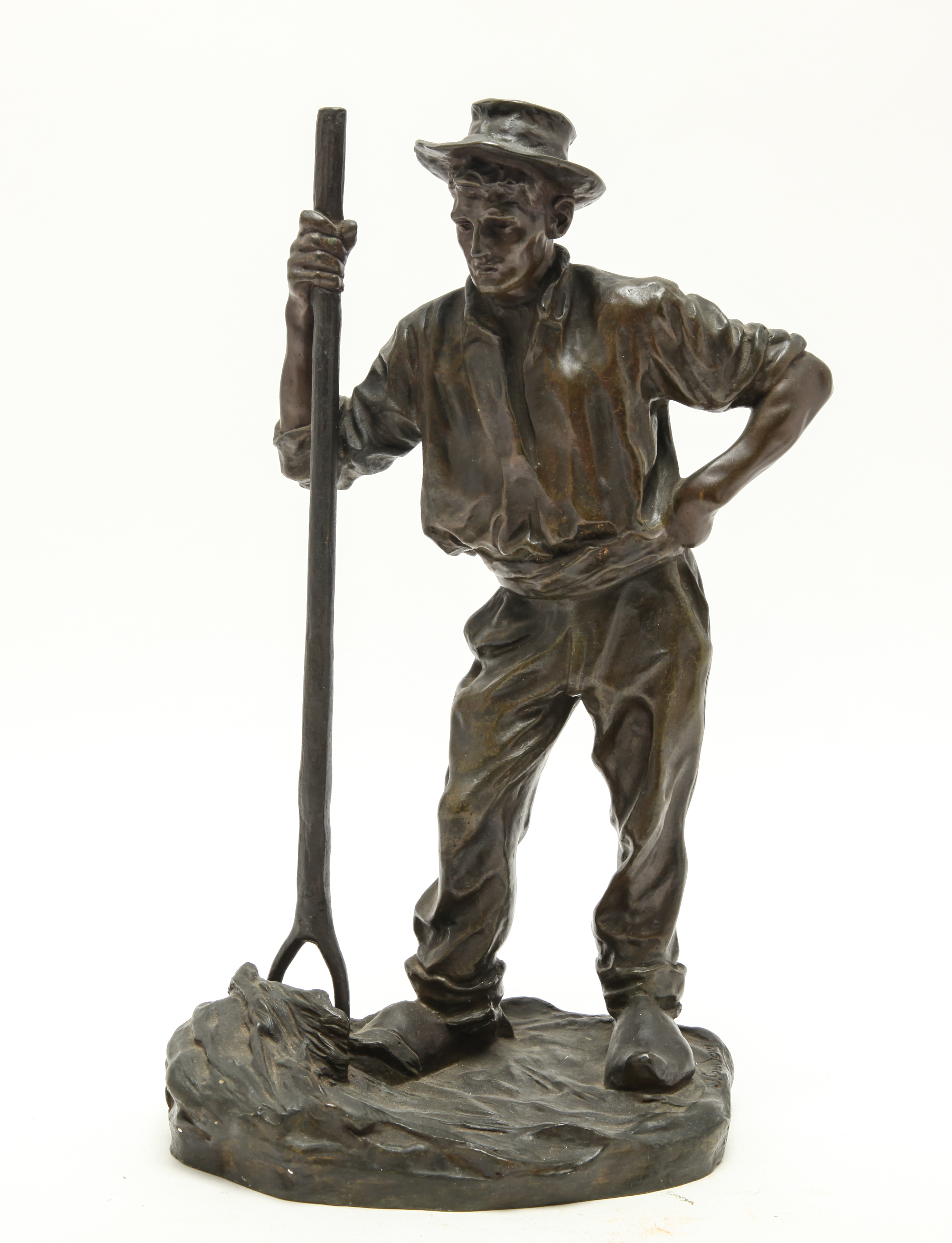 J. CARDONG BRONZE MODEL OF A FARMER