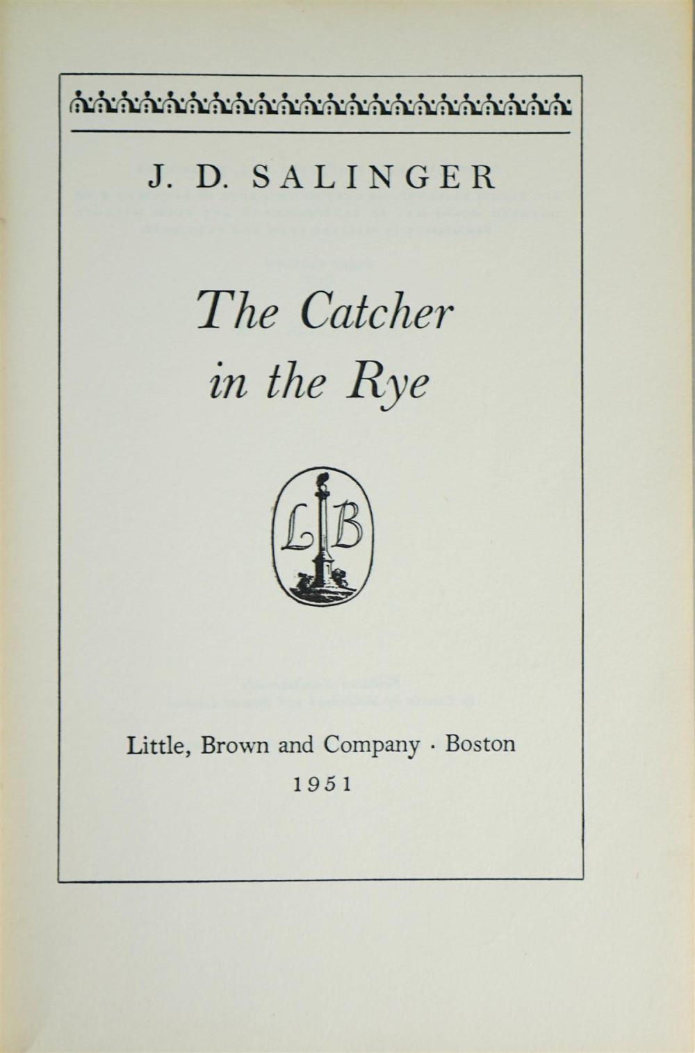 J. D. SALINGER'S 'THE CATCHER IN