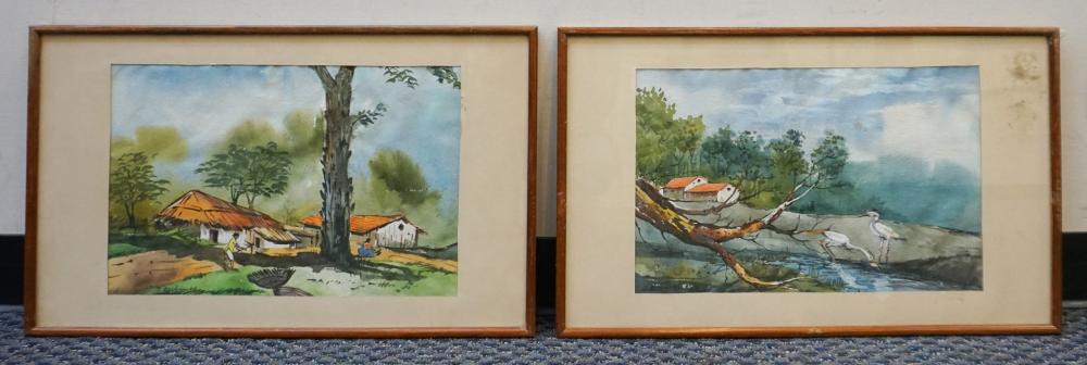 J. DESHMUKH, TWO WATERCOLOR RURAL