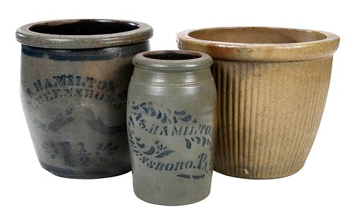 J. HAMILTON STONEWARE JARS AND J.
