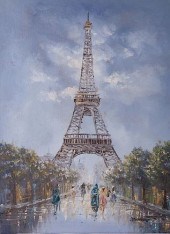 J. HINTON EIFFEL TOWER OIL ON