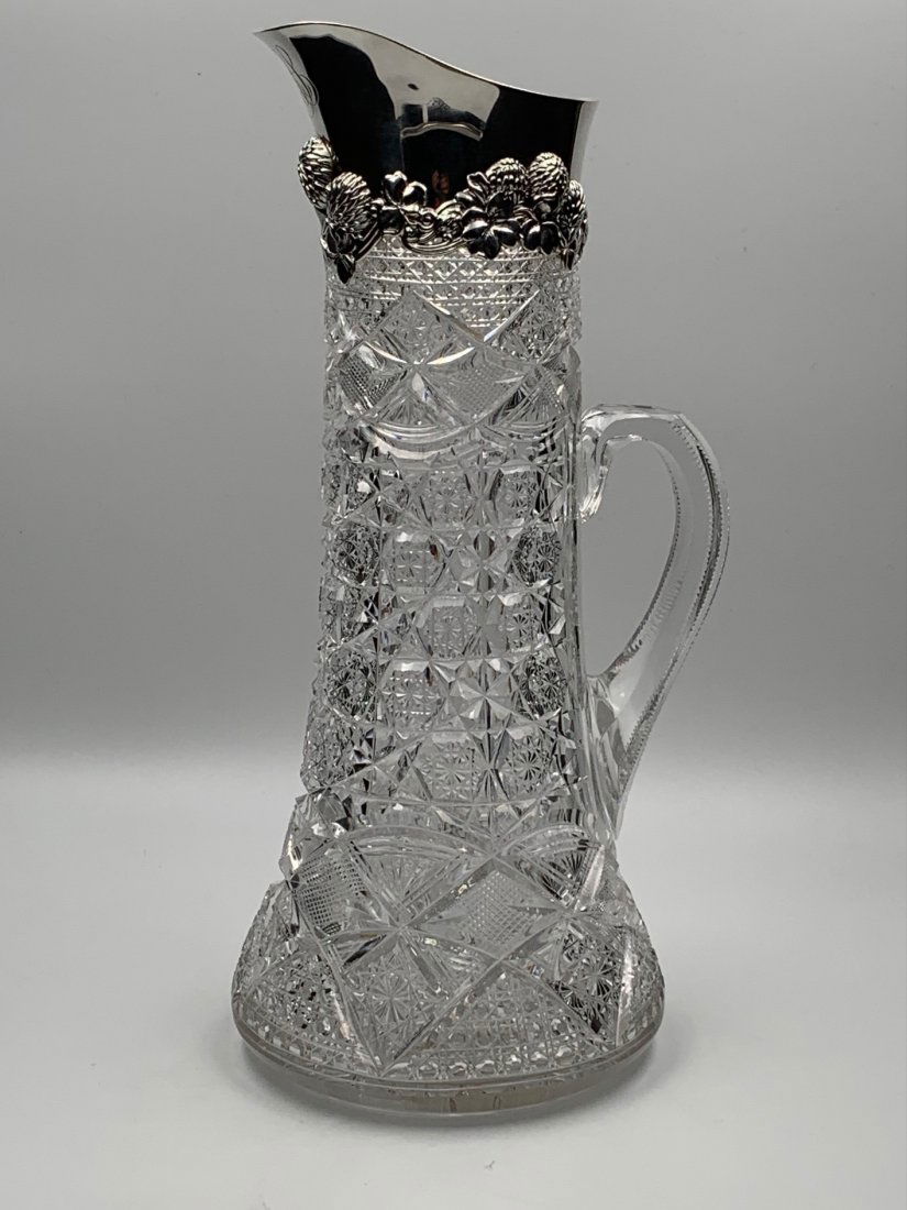 J. HOARE X-RAY CUT GLASS PITCHER