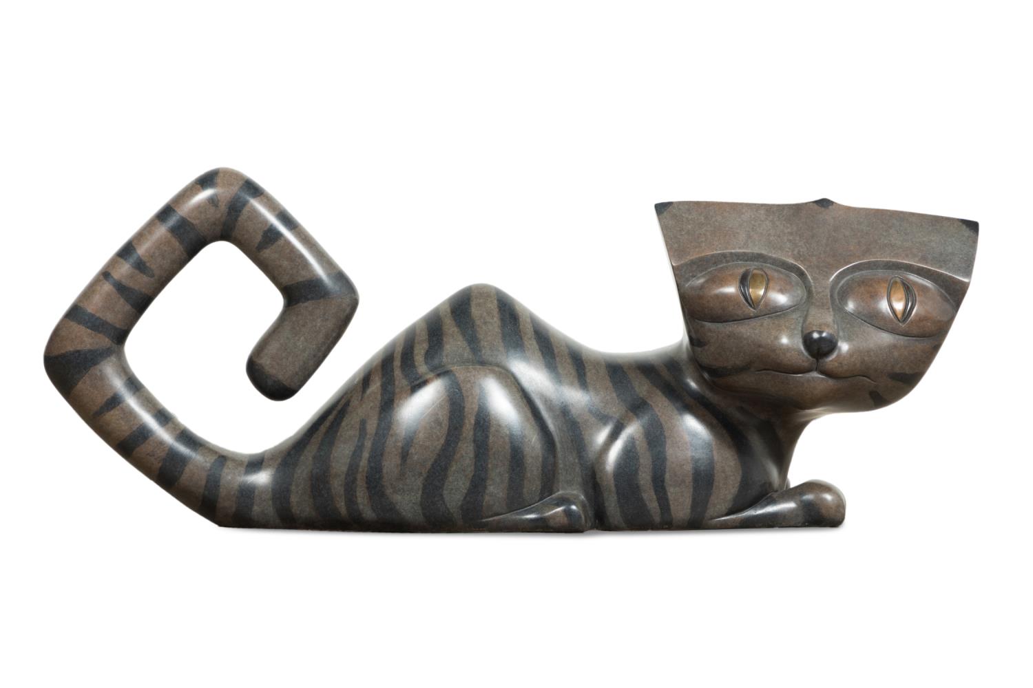 J. KEITH BRONZE RECUMBENT CAT