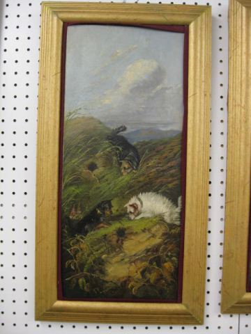 J. Langlois Oil on Board Terriers