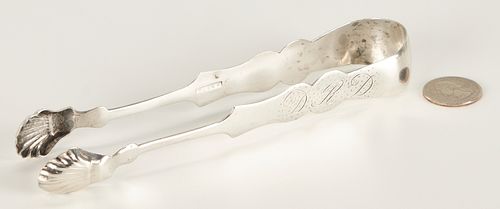 J. LEVY COIN SILVER TONGS, TN, VA