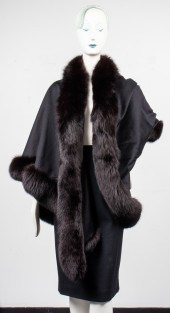 J MENDEL BLACK FOX FUR TRIMMED