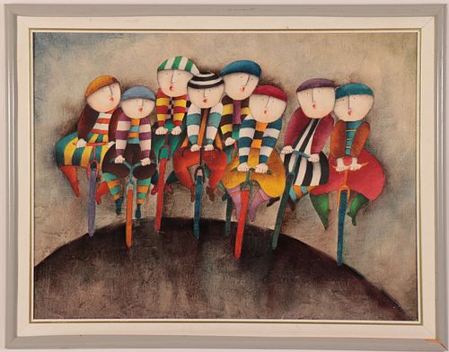 J. ROYBAZ - BICYCLISTS, O/CSigned