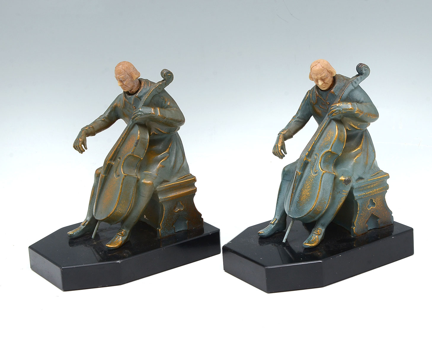 J. RUHL 1932 CELLO PLAYER BOOKENDS: