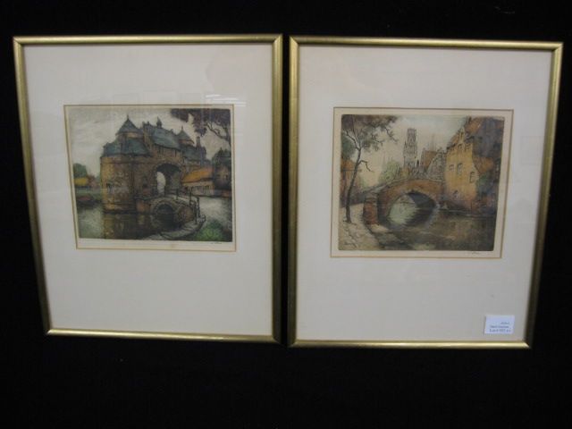 J. Steen Drypoint Etching pair of