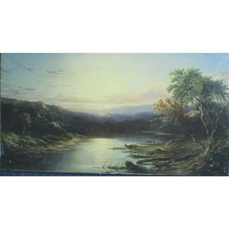 J. Wilson 19th Century Deer by a