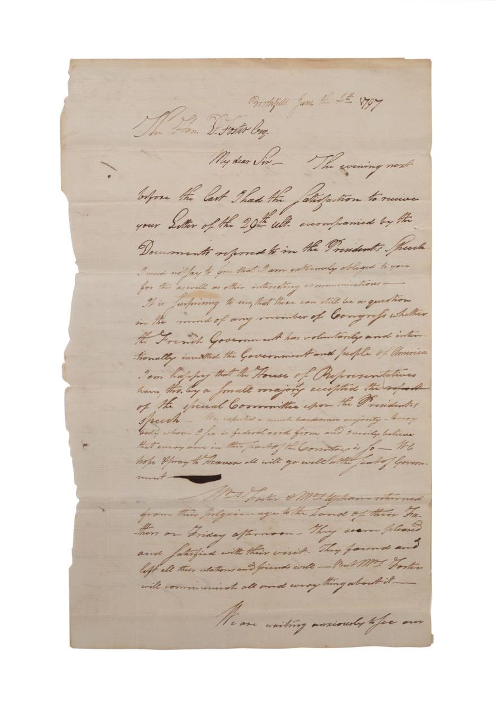 JABEZ UPHAM HANDWRITTEN LETTER TO