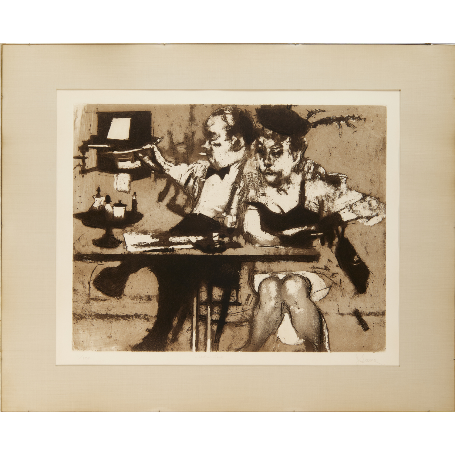 JACK LEVINE, AQUATINT ETCHING,