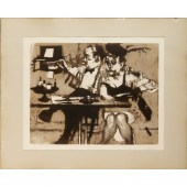 JACK LEVINE, AQUATINT ETCHING,