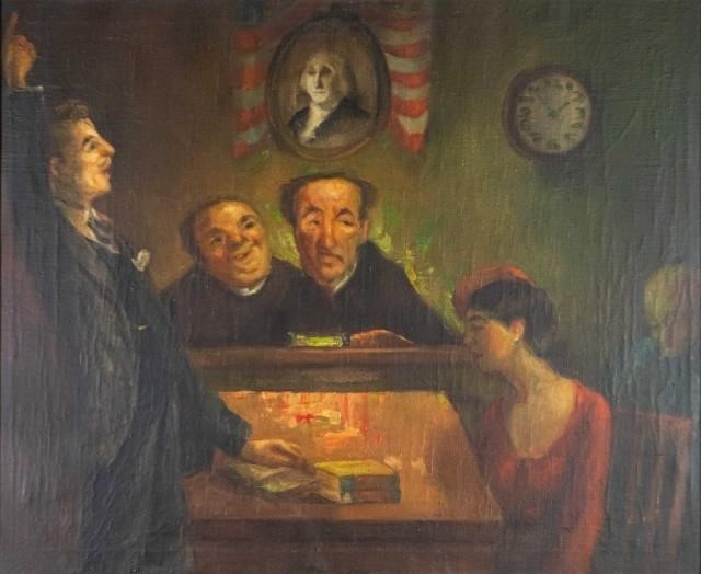 JACK LEVITZ OIL ON CANVAS COURTROOM