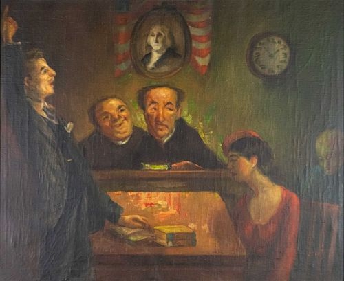 JACK LEVITZ OIL ON CANVAS COURTROOM