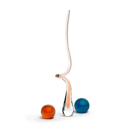 JACKIE PANCARI PEACH AND BLUE GLASS