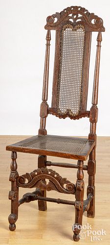 JACOBEAN CANEBACK SIDE CHAIR, CA.