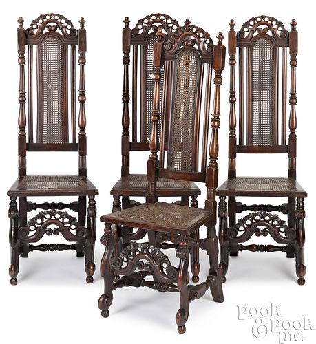 JACOBEAN CARVED DINING CHAIRS/4Rare