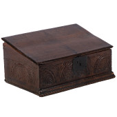 JACOBEAN CARVED OAK BIBLE BOX<