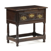JACOBEAN CARVED OAK ONE DRAWER
