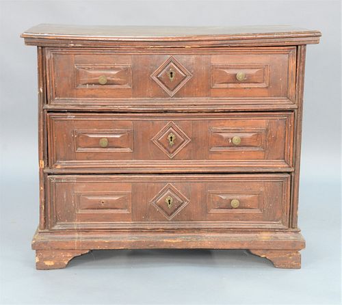 JACOBEAN CHEST OF THREE DRAWERS,
