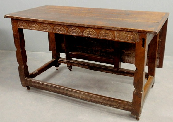 Jacobean oak center hall table with