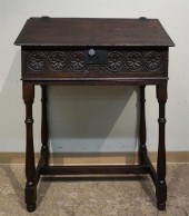 JACOBEAN OAK SLANT-FRONT LECTE