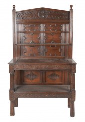 JACOBEAN REVIVAL CARVED OAK SI