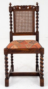 JACOBEAN STYLE CANED OAK SIDE