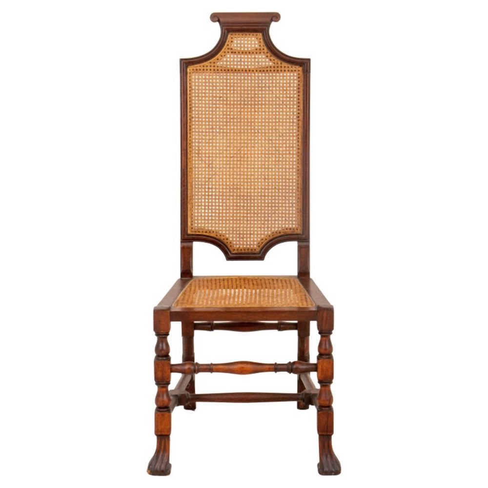JACOBEAN STYLE CANED OAK SIDE CHAIR
