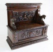 JACOBEAN STYLE CARVED HALL BEN