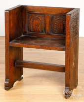 JACOBEAN STYLE CARVED OAK CHAI