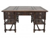 JACOBEAN STYLE CARVED OAK DESK