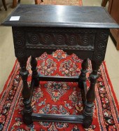 JACOBEAN STYLE CARVED OAK HING