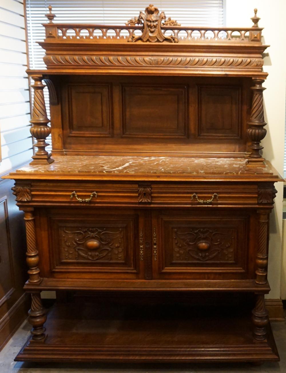 JACOBEAN STYLE CARVED WALNUT AND