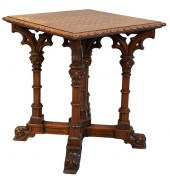 JACOBEAN STYLE INLAID OAK CENT