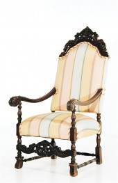 Jacobean style mahogany armcha