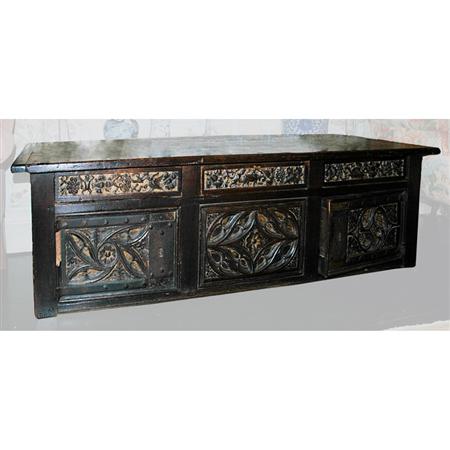 Jacobean Style Oak Cabinet 	 