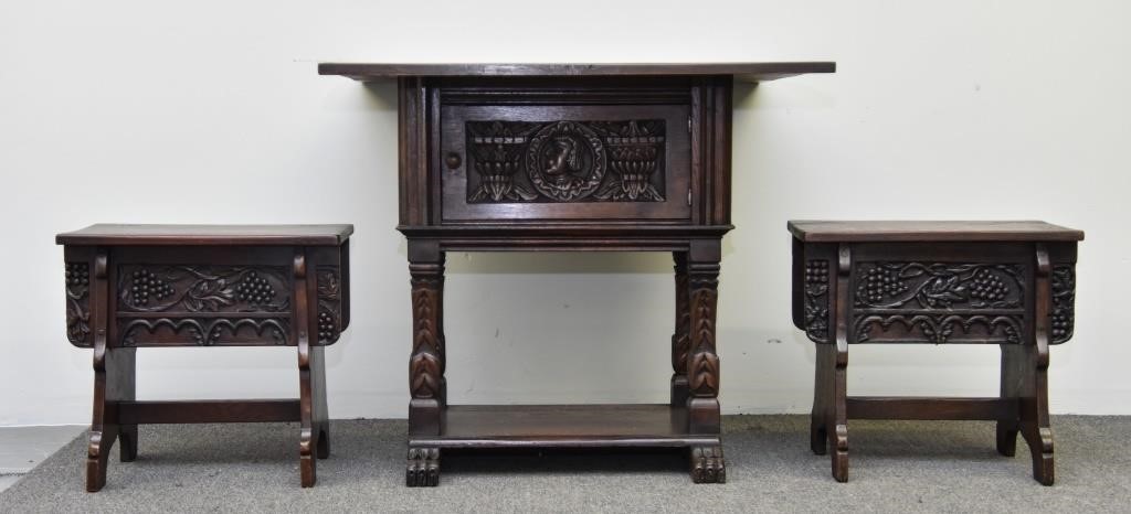 Jacobean style oak carved table