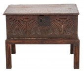 JACOBEAN STYLE OAK CASKET ON S