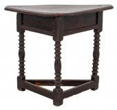 JACOBEAN STYLE OAK CORNER TABL