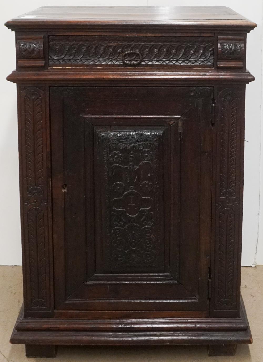 JACOBEAN STYLE OAK SIDE CABINET, 44