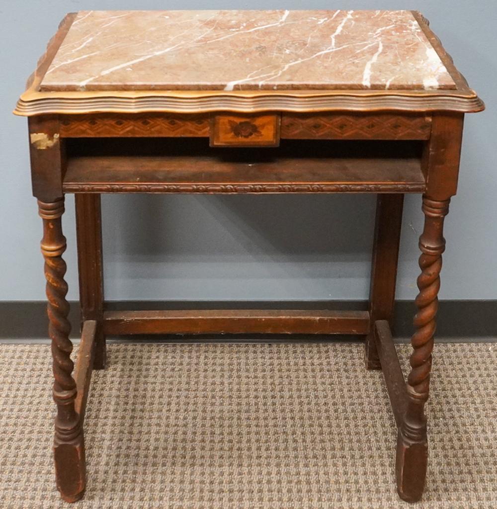 JACOBEAN STYLE WALNUT MARBLE TOP